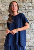 Lalli Damask Asymmetric Panel Top Navy